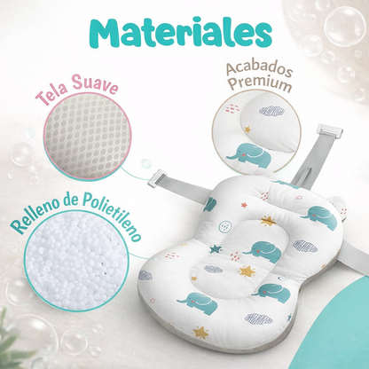 Cojín para bañera de bebé (Diseño elefantes turquesa)