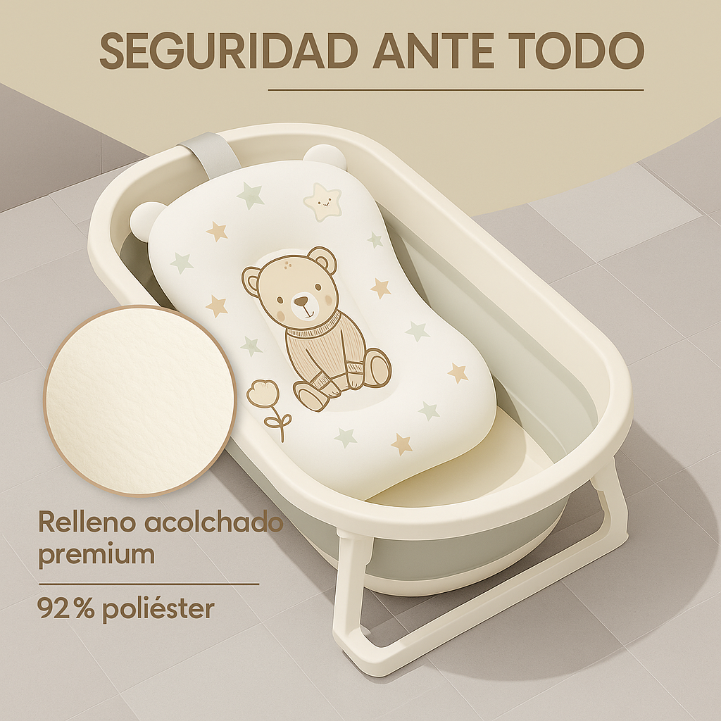Cojín para bañera de bebé (Diseño Osito marrón)